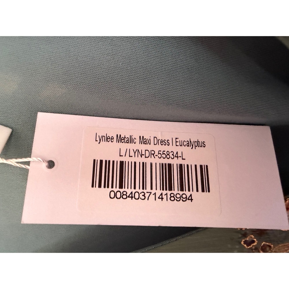 Baltic Born Lynlee Metallic Maxi Dress Floral Eucalyptus Green Event Large NWT - Picture 8 of 11